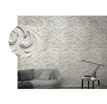 Cameră de zi cu tapet cu model și mobilier