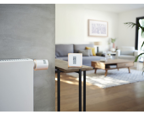 Scenă de cameră cu termostat de radiator pentru reglarea temperaturii