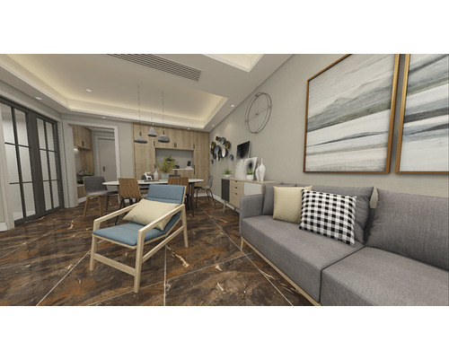 Living cu canapea, fotoliu și masă de sufragerie