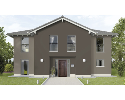 Vedere a unei case cu două etaje cu ușă de intrare