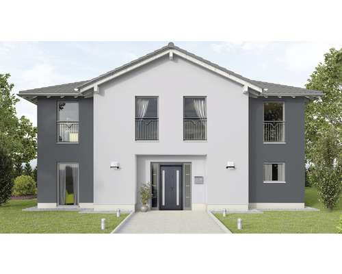 Vedere a unei case cu două etaje și grădină