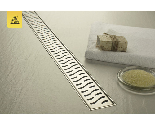 Canal de duș din oțel inoxidabil cu sifon și set de scurgere