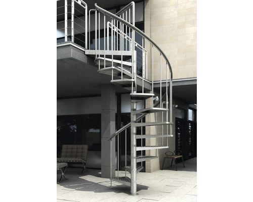 Scară spirală metalică pentru exterior.