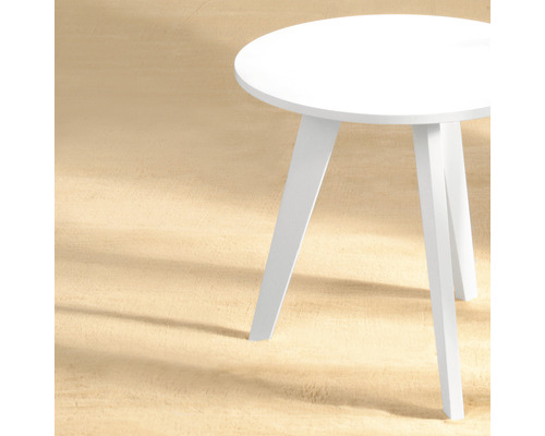 Măsuță laterală albă cu trei picioare