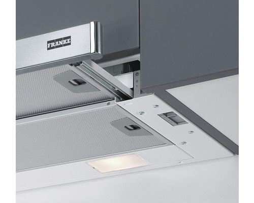 Logo Franke Hotă cu iluminare și sistem de filtrare sub un dulap de bucătărie