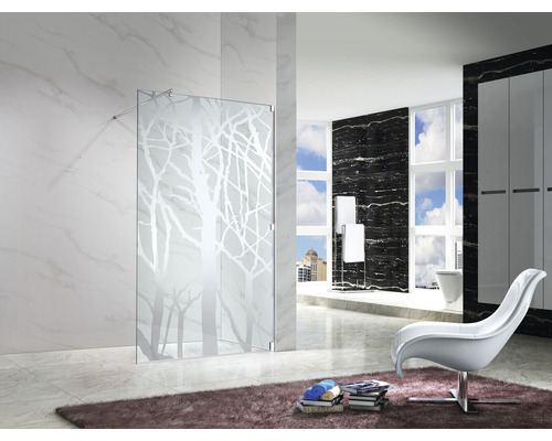 Duș Walk In Belform Nature, 150x200 cm, sticlă transparentă design copac, profil crom Duș Walk In Belform Nature, 150x200 cm, sticlă transparentă design copac, profil crom