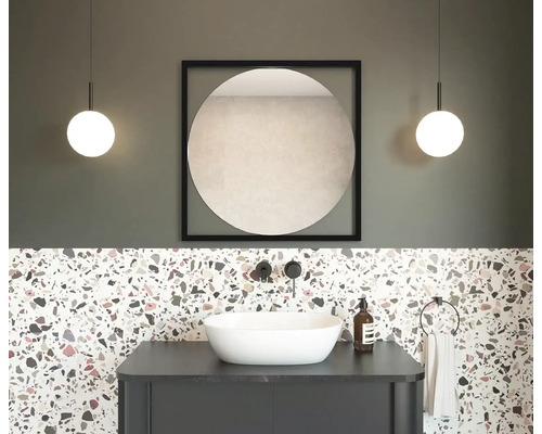 Oglindă baie rotundă Cordia Quadro Line 63,5x63,5 cm ramă neagră