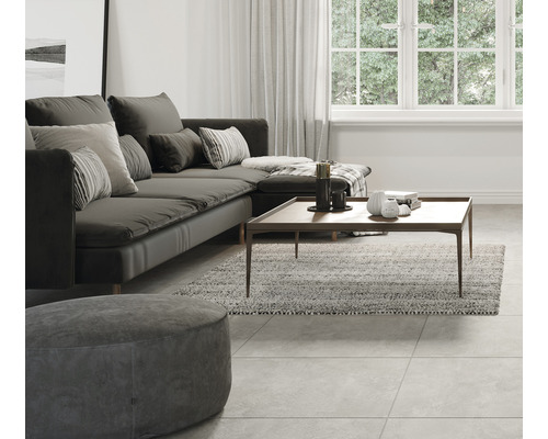 Living cu canapea de colț, măsuță de cafea și covor