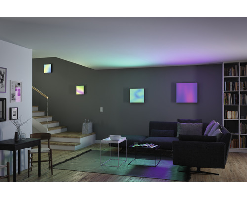 Panou cu LED integrat Loria Rainbow 18W 1140 lumeni 29,5x29,5 cm, lumină RGBW, montaj aplicat, alb, cu telecomandă
