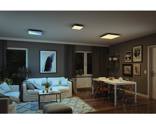 Panou cu LED integrat Loria Rainbow 18W 1140 lumeni 29,5x29,5 cm, lumină RGBW, montaj aplicat, negru, cu telecomandă