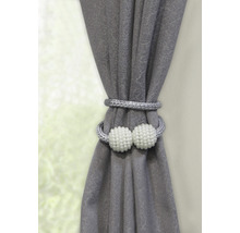 Clemă magnetică Flex-V cu perle și șnur pentru draperie, argintiu, 48 cm, set 2 buc.-thumb-1