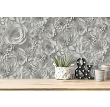 Tapetă florală cu flori de hârtie tridimensionale ca fundal