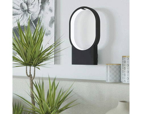 Aplică perete interior cu LED integrat Codriales 10,8W 1400 lumeni, alb/negru Lumină de perete ovală pentru iluminat interior