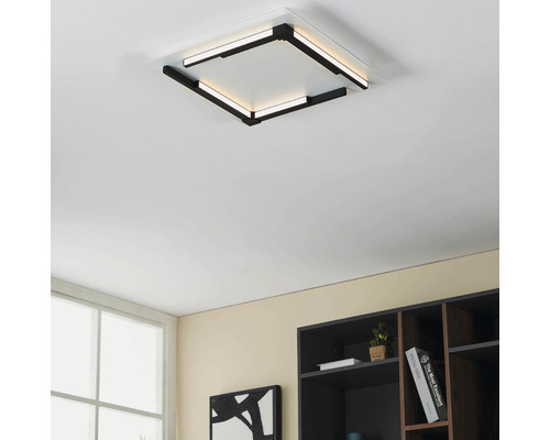 Plafonieră cu LED integrat Zampote 25W 3300 lumeni, 380x380 mm, alb/negru Plafonieră pătrată cu iluminare LED într-o cameră
