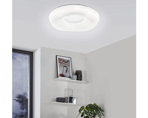 Plafonieră cu LED integrat Zamudilo 16,5W 1850 lumeni 3000-6500K, Ø400 mm, cu telecomandă, alb cu efect de cristale