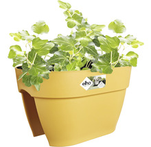 Jardinieră de balcon galbenă cu iederă