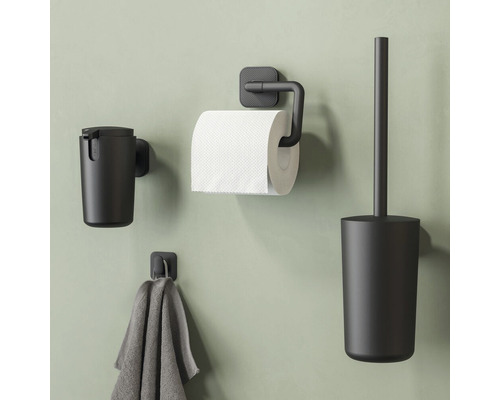 Set accesorii baie cu perie WC, suport hârtie, suport prosop și pahar