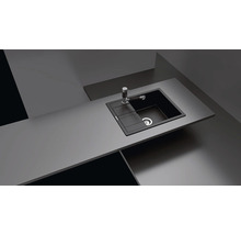Chiuvetă bucătărie cristalite cu o cuvă Schock Ronda D-100L 65x50 cm, cu picurător, reversibilă, Moonstone-thumb-5
