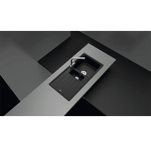 Chiuvetă bucătărie cristalite cu 1 cuvă + ½ Schock Element D-150 100x50 cm, cu picurător, reversibilă, Nero-thumb-5