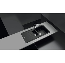 Chiuvetă bucătărie cristalite cu 1 cuvă + ½ Schock Element D-150 100x50 cm, cu picurător, reversibilă, Alpina