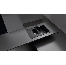 Chiuvetă bucătărie cristalite cu 1 cuvă + ½ Schock Manhattan D-150S 78x50 cm, cu picurător, reversibilă, Alpina-thumb-9