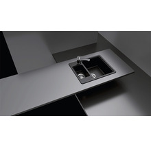 Chiuvetă bucătărie cristalite cu 1 cuvă + ½ Schock Manhattan N-150 61x50 cm, fără picurător, reversibilă, Nero-thumb-6