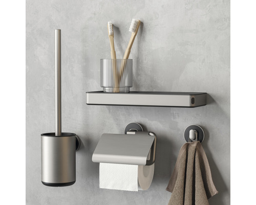 Set accesorii baie cu perie WC, suport prosop, suport hârtie igienică și raft
