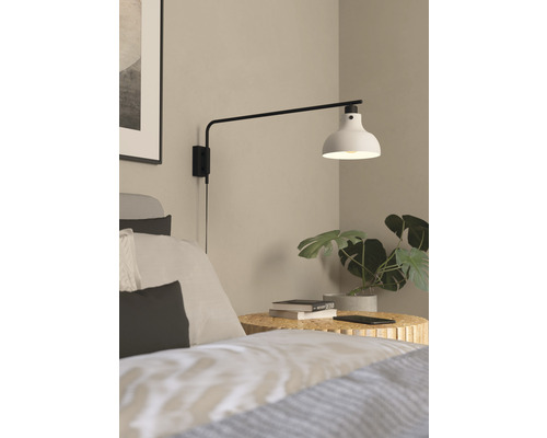 Aplică perete interior vintage Matlock E27 max. 1x40W, negru/gri Dormitor cu lampă de perete reglabilă în alb și negru