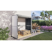 Suport pentru lemne de foc Bertilo 151x75x154 cm alb antracit