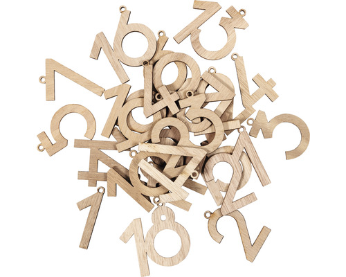 Cifre decorative din lemn cu orificiu de agățare pentru design individual