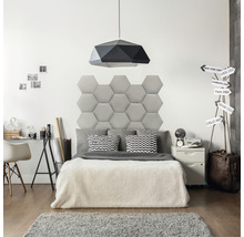 Panou decorativ tapițat Riviera hexagonal gri 29x34 cm, aspect de catifea