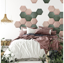 Panou decorativ tapițat Riviera hexagonal roz 29x34 cm, aspect de catifea