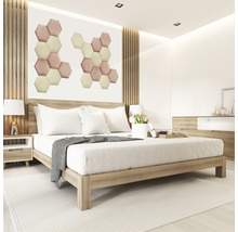 Panou decorativ tapițat Riviera hexagonal roz 29x34 cm, aspect de catifea