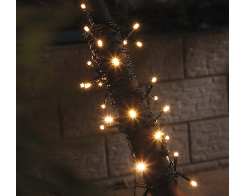 Ghirlandă luminoasă înfășurată în jurul unei ramuri cu lumină albă caldă