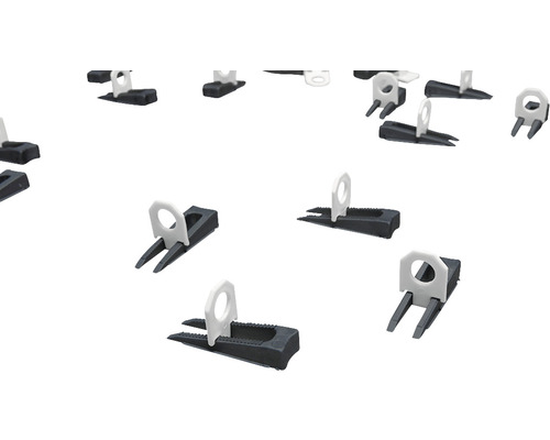 Cune și cleme pentru sistemul de nivelare a plăcilor pentru montarea plăcilor