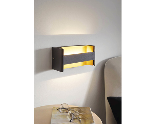 Aplică perete interior cu LED integrat Feloniche 1x10W 1100 lumeni, negru/auriu
