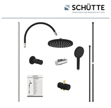 Sistem de duș cu comutator Schütte Matao, duș fix 1 funcție, pară duș 3 funcții, negru/crom-thumb-1