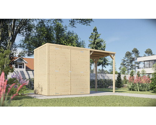 Căsuță de grădină Bertilo Cubico 2 Plus Fineline 373x170 cm natur