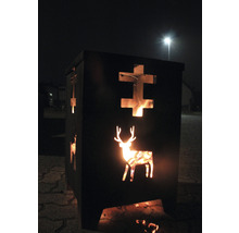 Vatră metalică cu motiv cerb și cruce Lorena