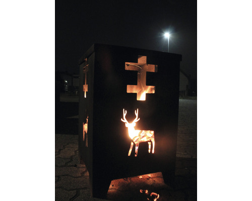 Vatră metalică cu motiv cerb și cruce Lorena