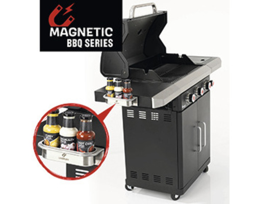 Grătar din seria Magnetic BBQ cu rafturi pentru condimente