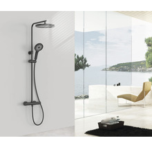 Sistem de duș cu termostat AVITAL Verdon, duș fix Ø26 cm, pară duș 3 funcții, furtun duș 1,5 m, negru mat-thumb-5