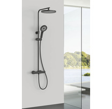 Sistem de duș cu termostat AVITAL Verdon, duș fix Ø26 cm, pară duș 3 funcții, furtun duș 1,5 m, negru mat-thumb-3