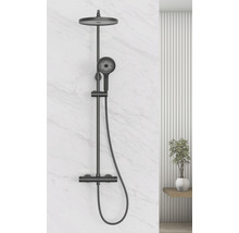 Sistem de duș cu termostat AVITAL Verdon, duș fix Ø26 cm, pară duș 3 funcții, furtun duș 1,5 m, negru mat-thumb-2
