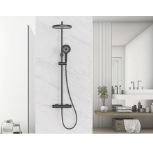 Sistem de duș cu termostat AVITAL Verdon, duș fix Ø26 cm, pară duș 3 funcții, furtun duș 1,5 m, negru mat-thumb-8