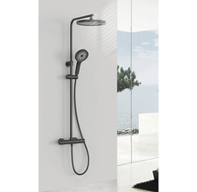 Sistem de duș cu termostat AVITAL Verdon, duș fix Ø26 cm, pară duș 3 funcții, furtun duș 1,5 m, negru mat-thumb-4