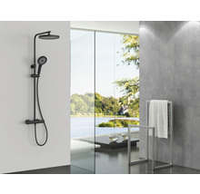 Sistem de duș cu termostat AVITAL Verdon, duș fix Ø26 cm, pară duș 3 funcții, furtun duș 1,5 m, negru mat-thumb-6