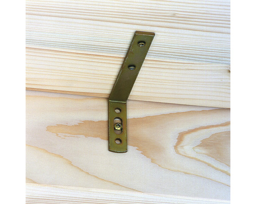 Unghi metalic cu șuruburi pe lemn