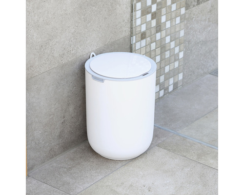 Coș de gunoi cu pedală albă cu capac pentru baie