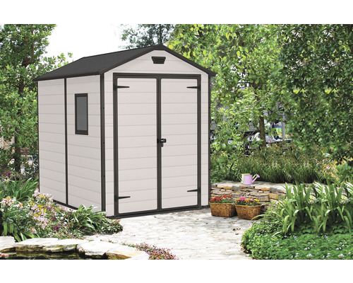 Magazie de grădină din plastic cu ușă dublă și fereastră în grădină